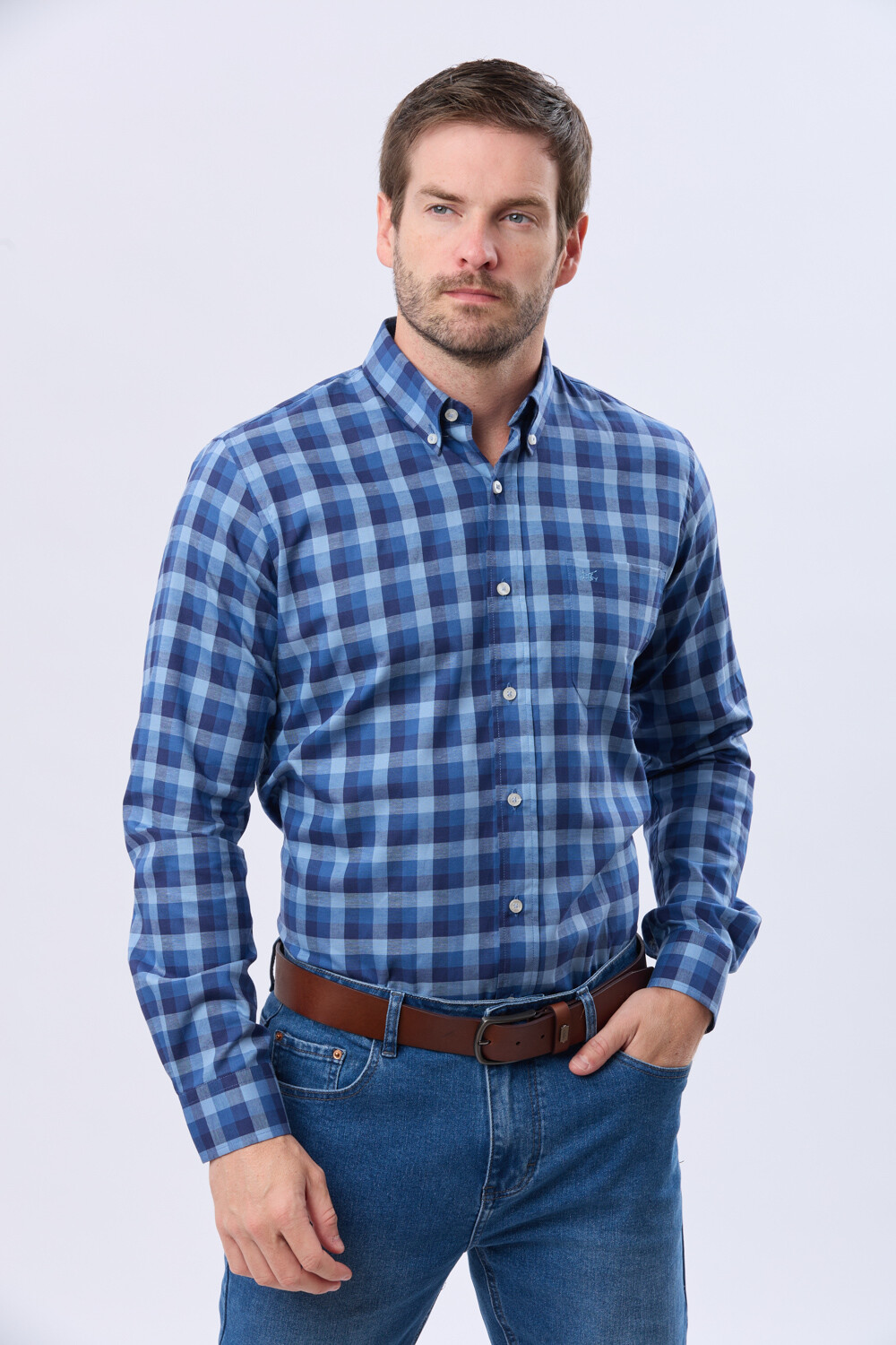 CAMISA SPORT A CUADROS Azul