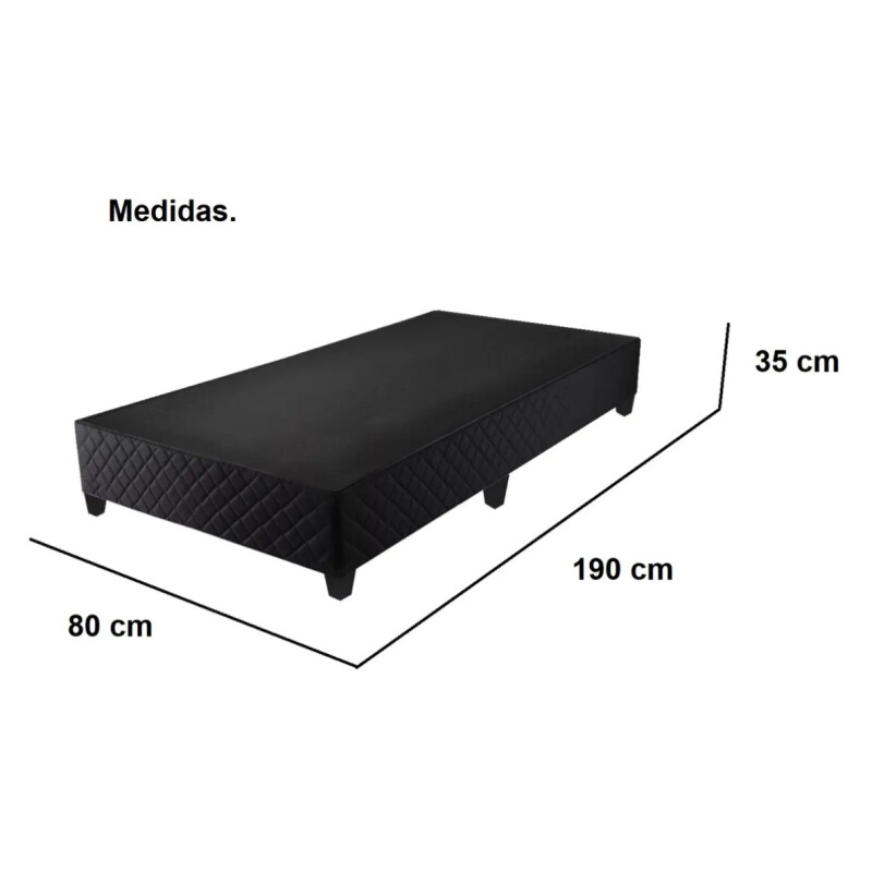 Box Para Sommier Capitoneado Con Patas Una Plaza Negro Negro