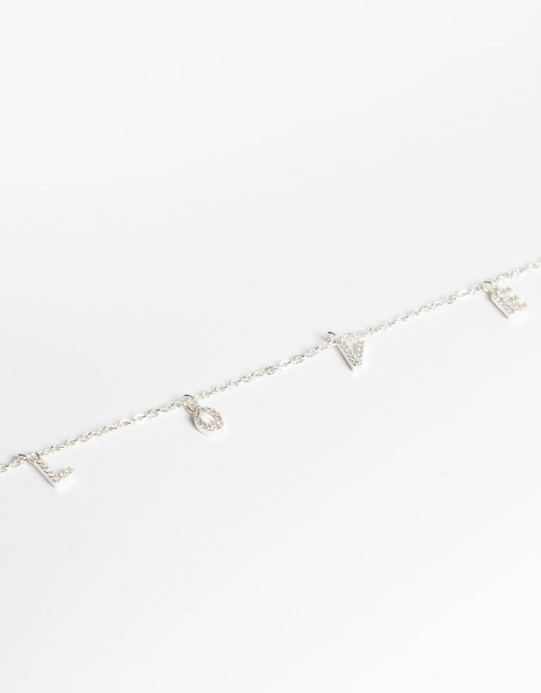 Collares Cortos Strass Collar "love" Con Cubic - Plateado
