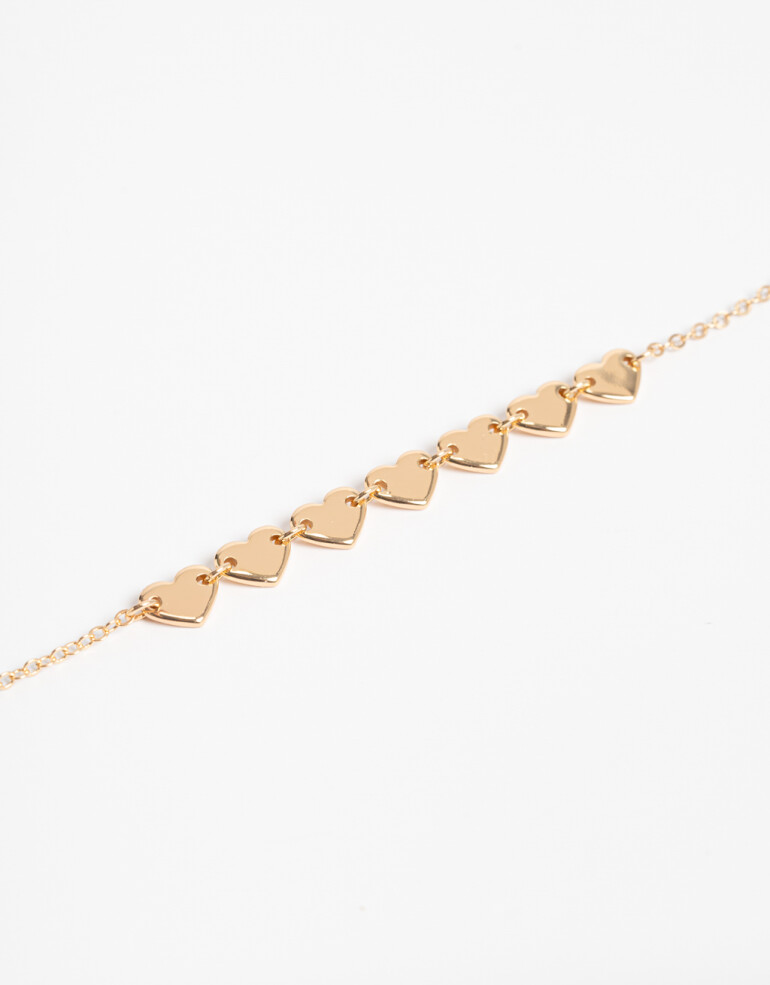 Collares Cortos Metal Collar Corto De Corazones Bañado En Oro - Dorado