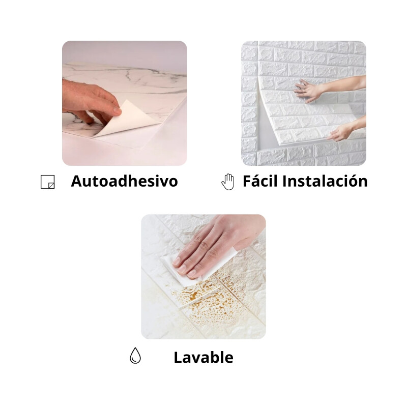 Placa adhesiva de ladrillo para pared x20 BLANCO