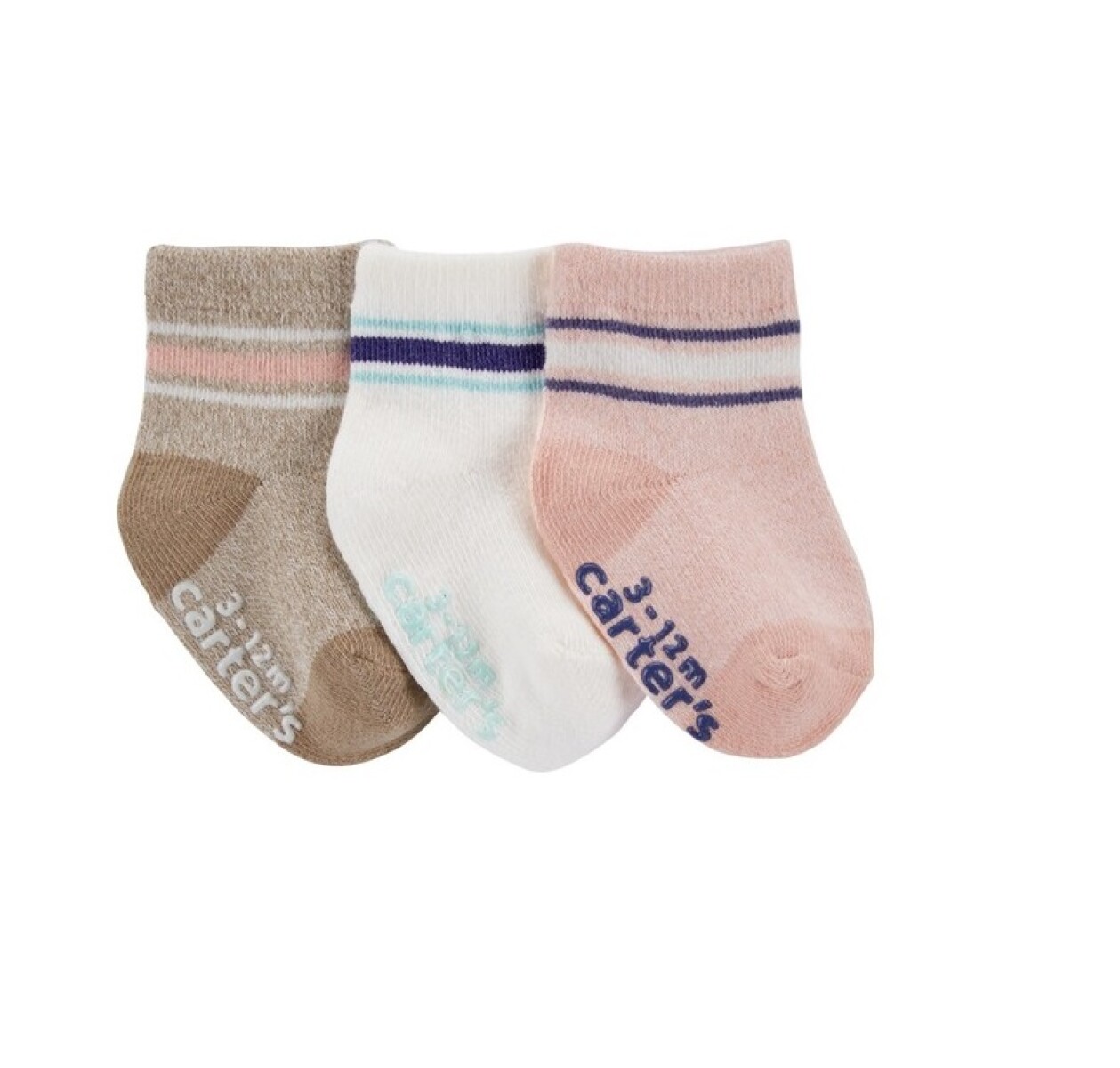 Set Medias Carters x3 Pastel franja Rosa 