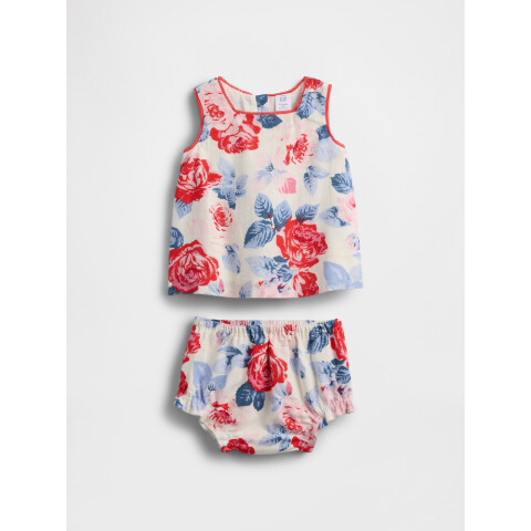 2PC G SL FLORAL ROSE LINEN SET SP SU25 RED BLUE ROSES