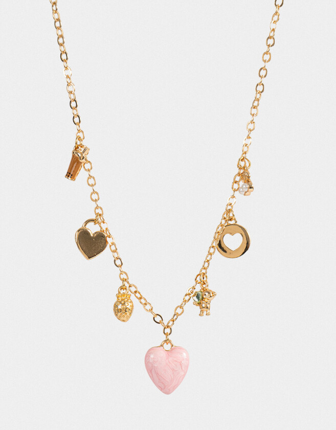 Collares Cortos Multi dijes Collar Corto Con Dijes Esmaltados - Dorado