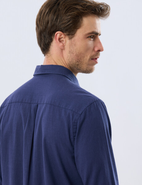 CAMISA LISA DE LINO Azul