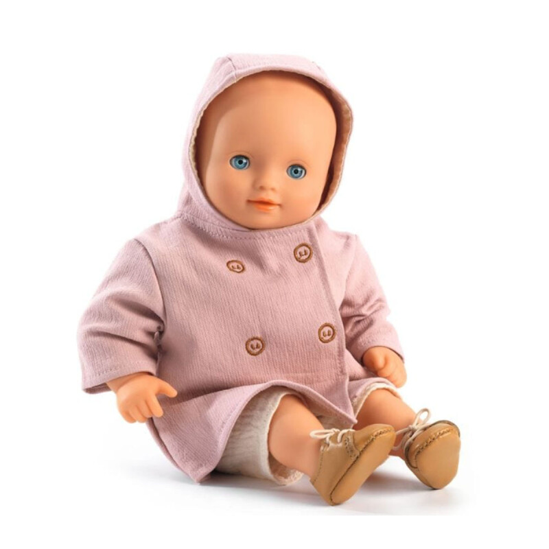 Ropa para muñeca abrigo rosa con capucha para muñecas Pomea de 30 a 32 cm Djeco Ropa para muñeca abrigo rosa con capucha para muñecas Pomea de 30 a 32 cm Djeco