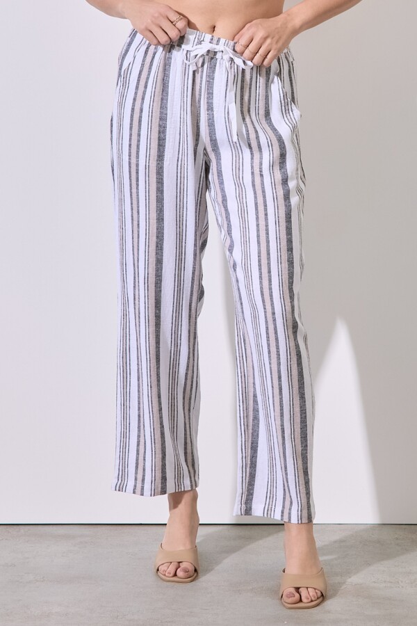 Pantalon Lino MULTI/TOSTADO