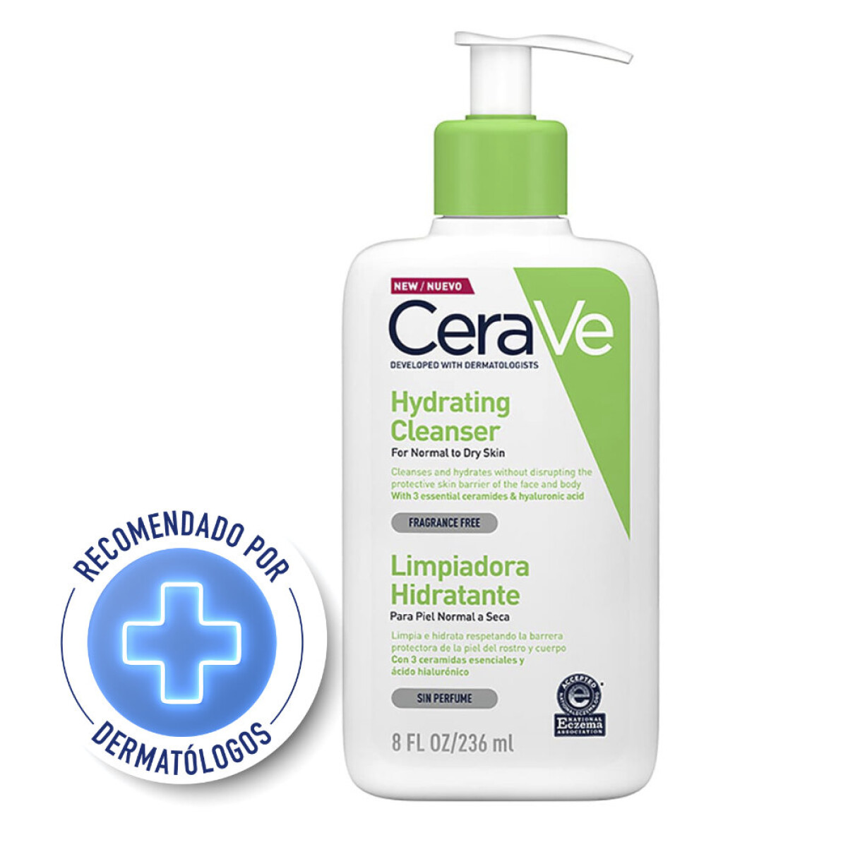 CERAVE LIMPIADOR HIDRATANTE 8 OZ - 236 ML - Rostro y cuerpo, piel normal a seca 