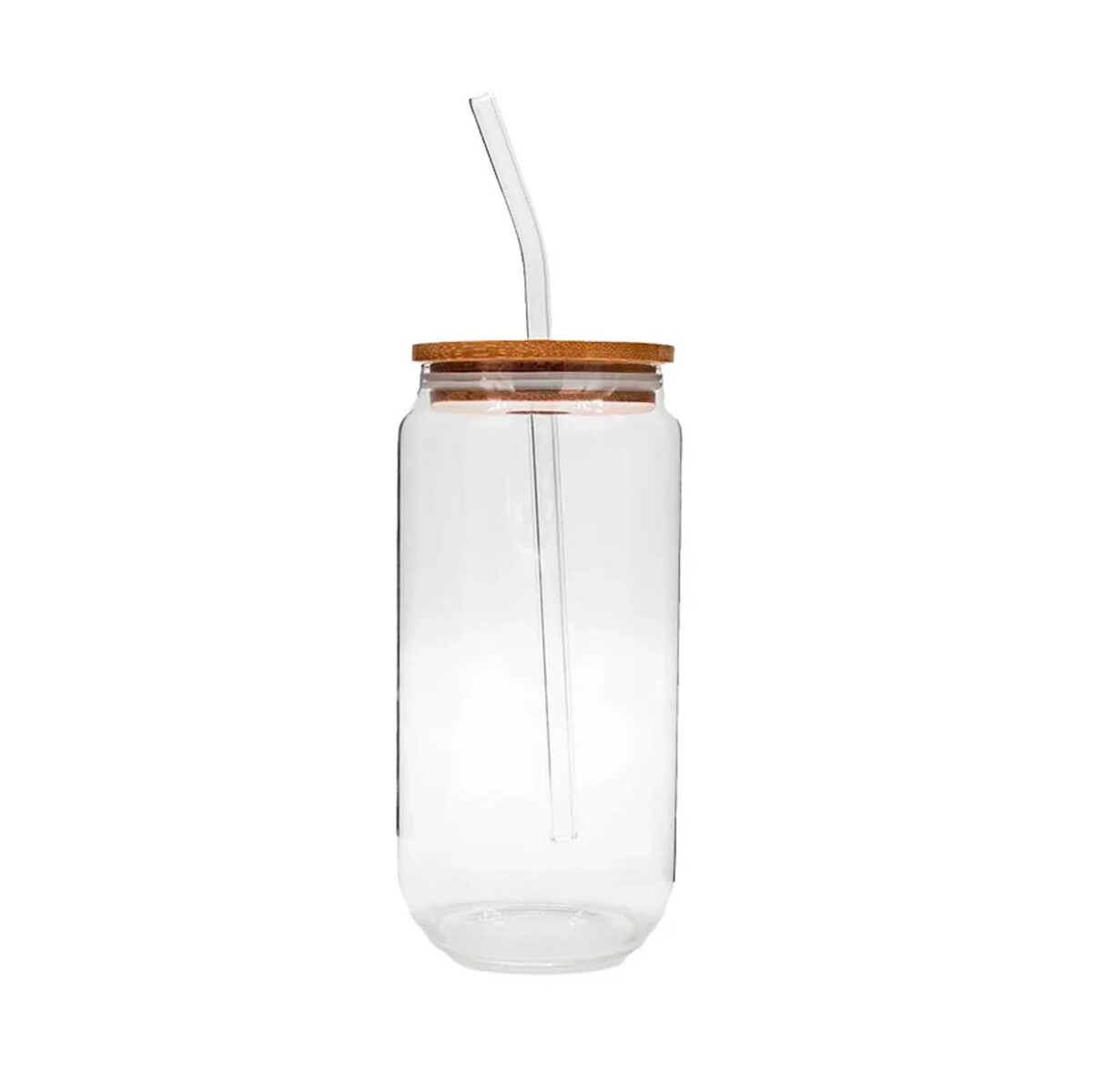 VASO C/TAPA BAMBÚ 450ML - VIDRIO-Y-MADERA TRANSPARENTE A109 