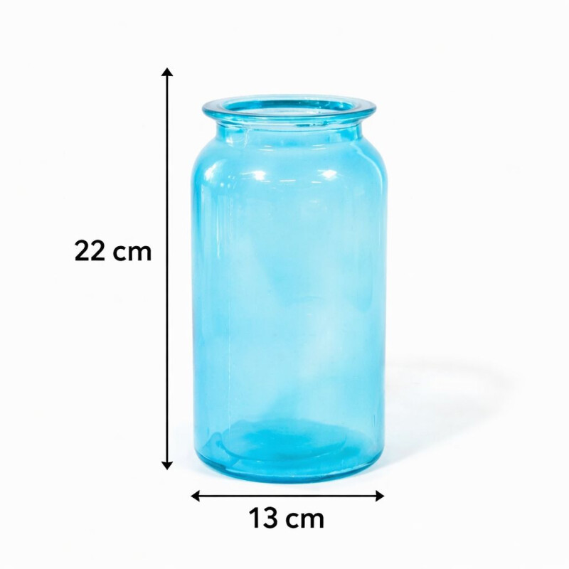 Florero de Vidrio Azul Decorativo Grande