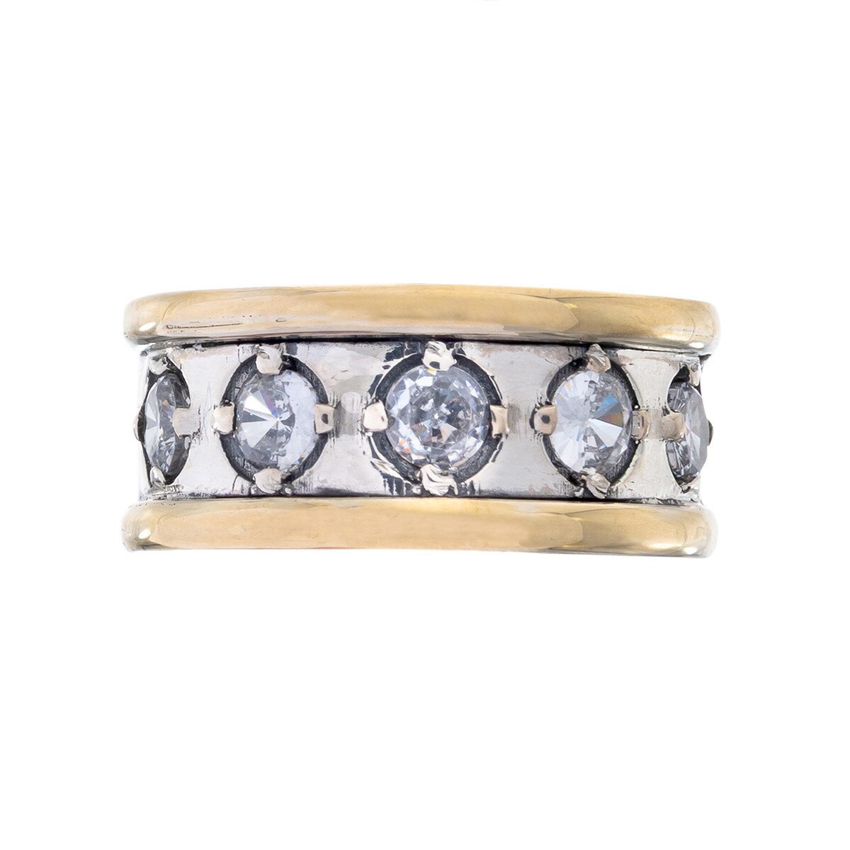 Anillo de plata 925, double en oro 18 ktes con circonias. 