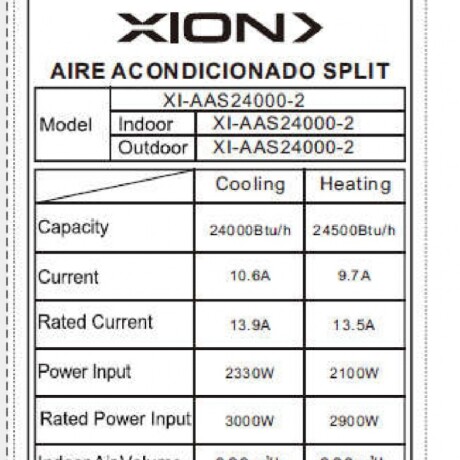 Aire Acondicionado Xion Split 24000 Btu 001