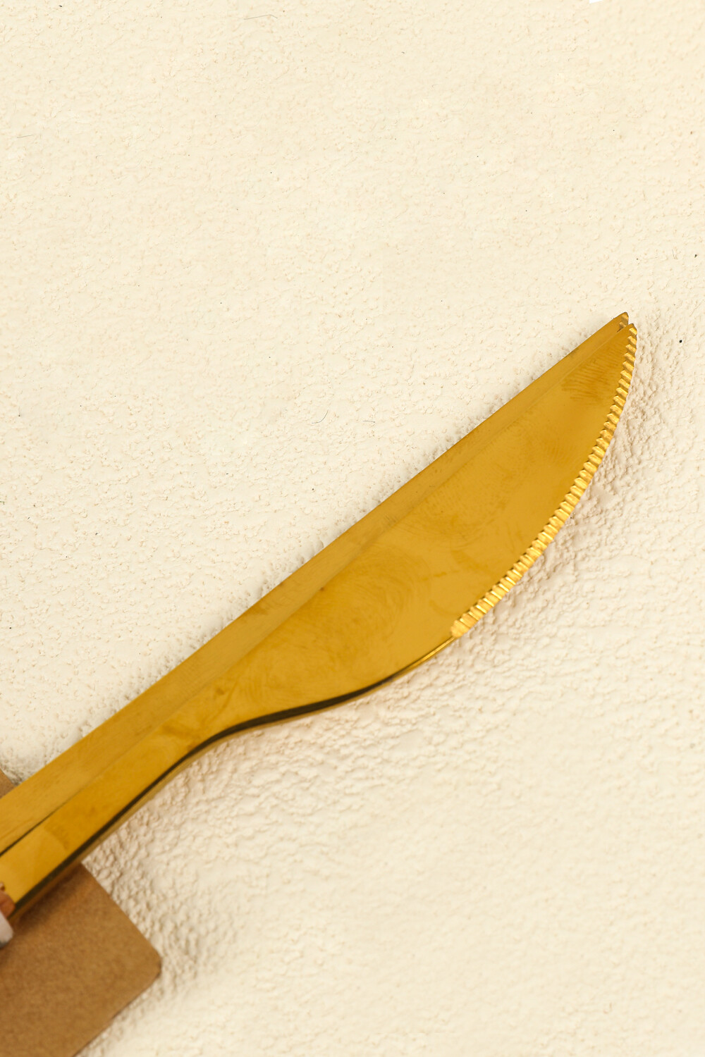 Cuchillo Mango Efecto Madera, Set 2pcs Dorado