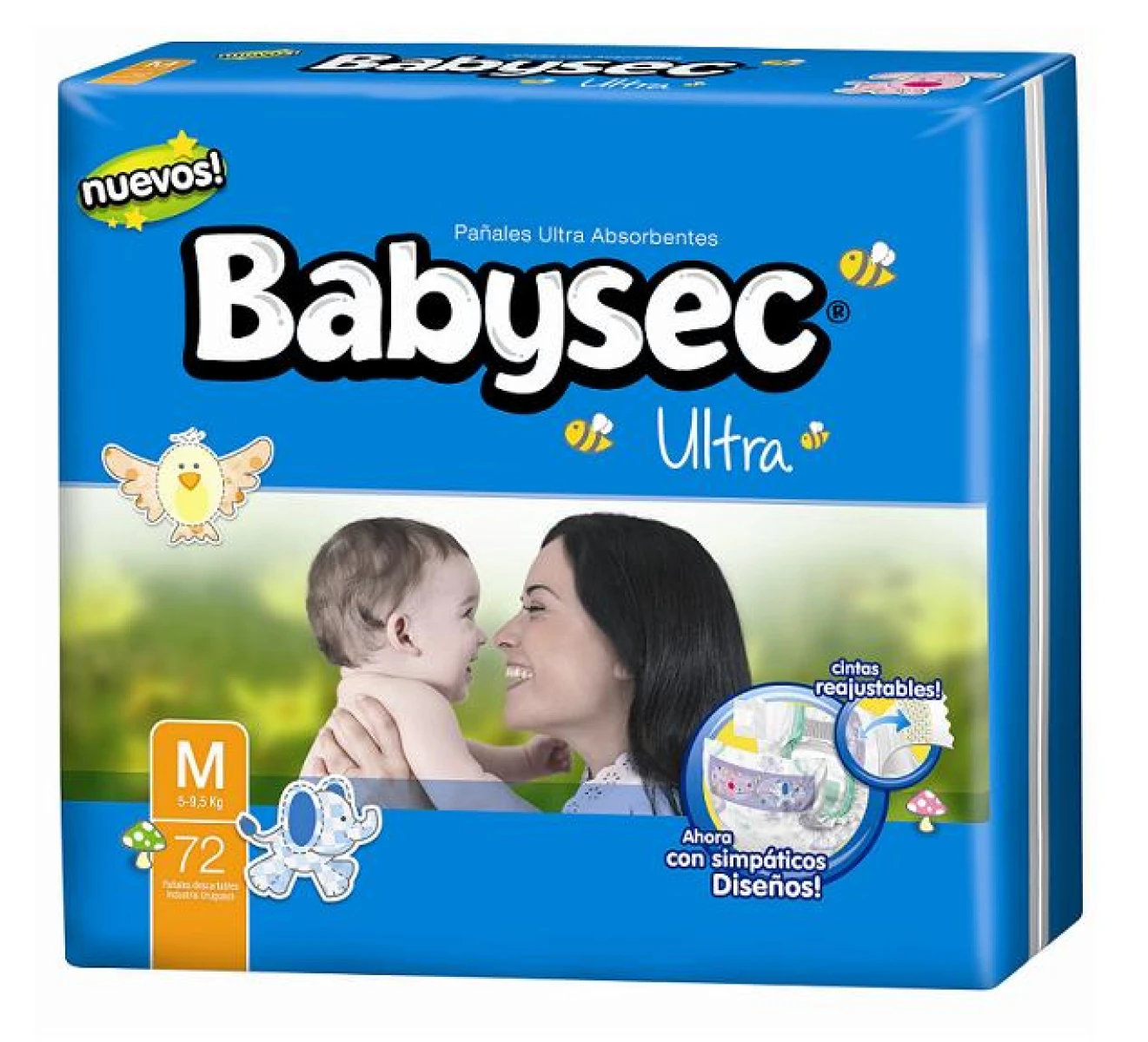 PAÑAL BABYSEC ULTRA AZUL M X 72 