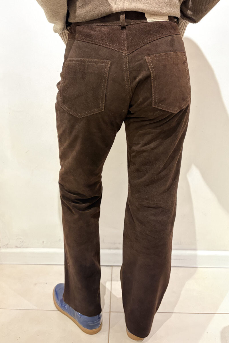 Pantalón de cuero Chocolate gamuza