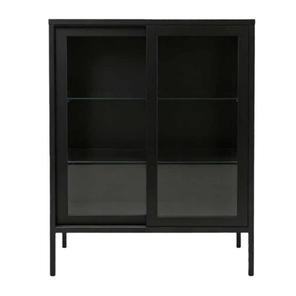 APARADOR 2P VIDRIO METAL NEGRO OLIVIA