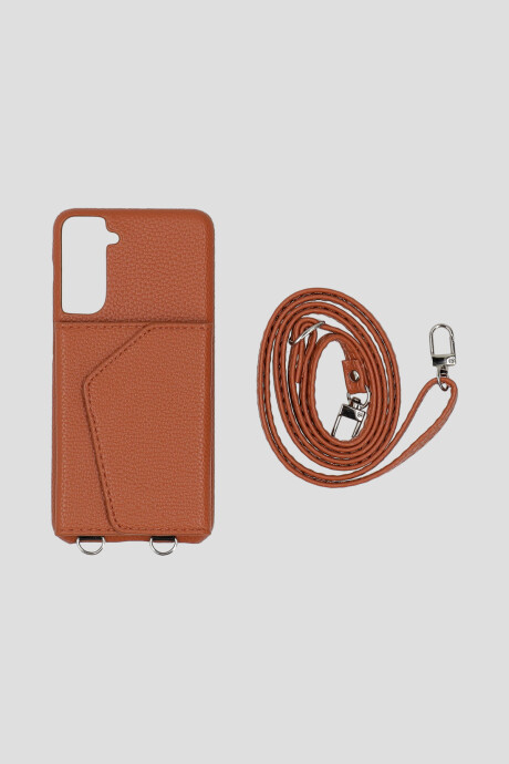 Funda Samsung S21 Con Billetera Y Cadena Marrón