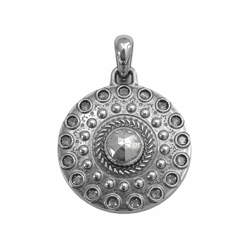 Dije circulo vintage- Plata 925 inflada quemada - sin piedra- CP4835 conpiedra