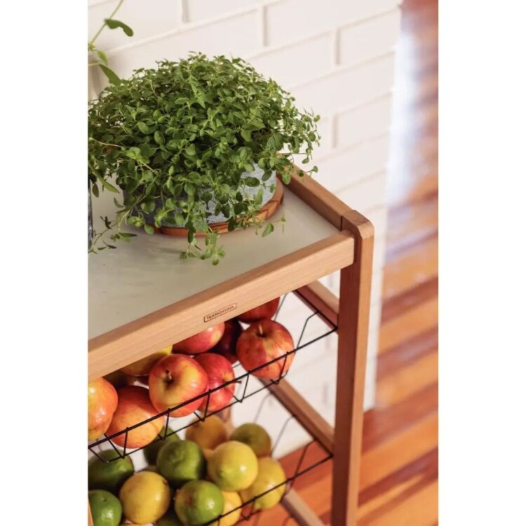 ESTANTE FRUTERO DE MADERA 3 PISOS CON RUEDAS TRAMONTINA ESTANTE FRUTERO DE MADERA 3 PISOS CON RUEDAS TRAMONTINA