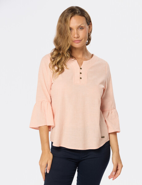 BLUSA DE LINO VOLADOS Coral