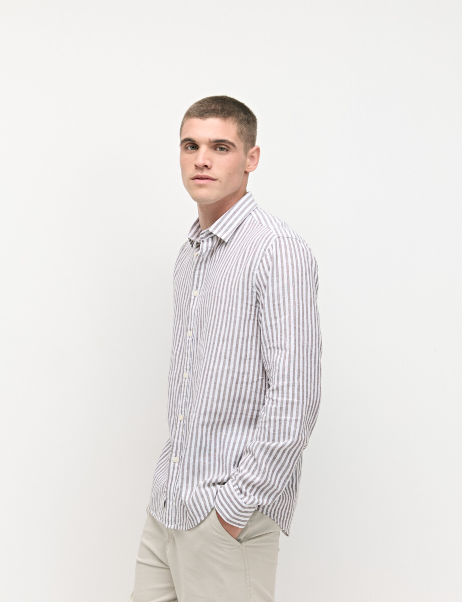 012765 CAMISA LINO WIN Blanco/camel