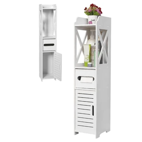 Mueble Organizador Multiuso Puerta Estantes Ideal Baño Variante Color Blanco