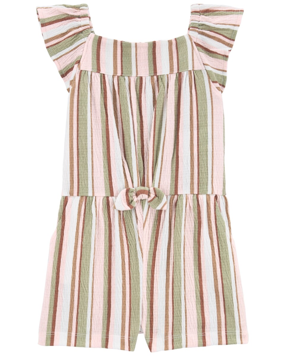 Monito corto de jersey arrugado, diseño a rayas 