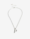 Cadena Corta con Dije Letras Collar De Acero Con Inicial P - Plateado