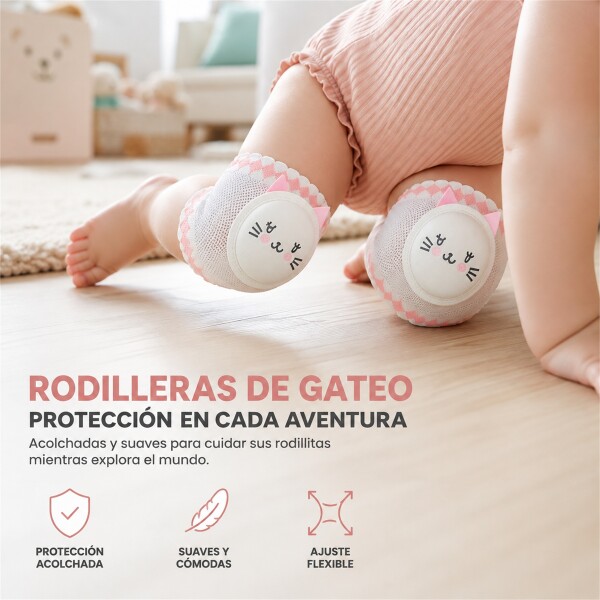 Rodilleras Gateo Bebé X2 Acolchadas Antigolpes C/ Diseños Rosa