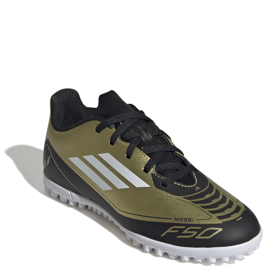 Championes de Niños Adidas Fútbol 5 F50 Club Messi TF Dorado - Negro - Blanco