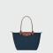 Longchamp -Cartera Longchamp plegable de nylon con cierre y asa larga, Le pliage L Azul