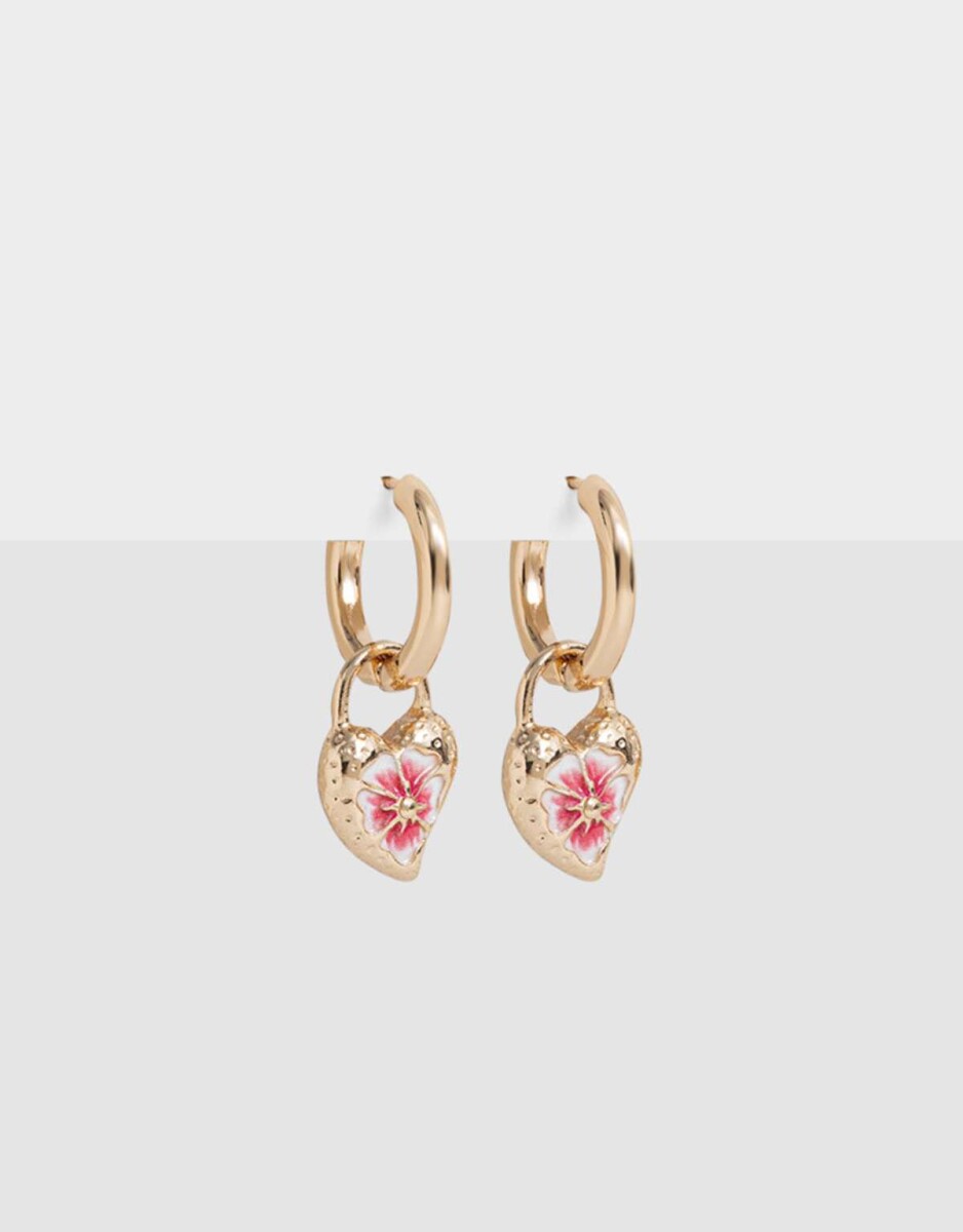 Aros Argolla Con Dije Corazón - Dorado 
