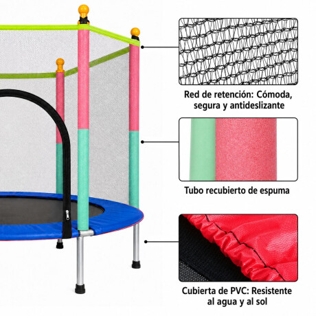 Cama Elástica Infantil Diametro 140cm Con Red De Seguridad Azul