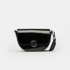 Bandolera The Circle En Cuero Charol Arrugado Negro