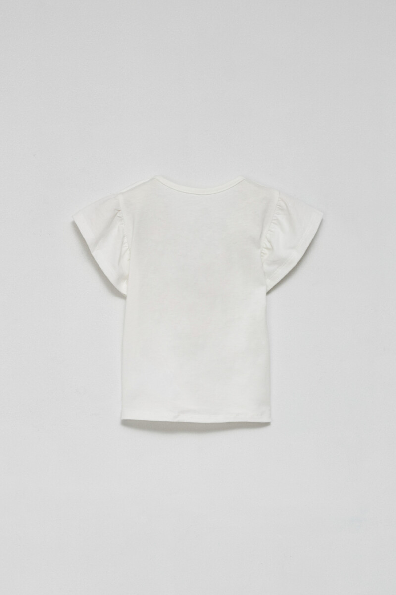 Remera Manga Corta Volados Blanco
