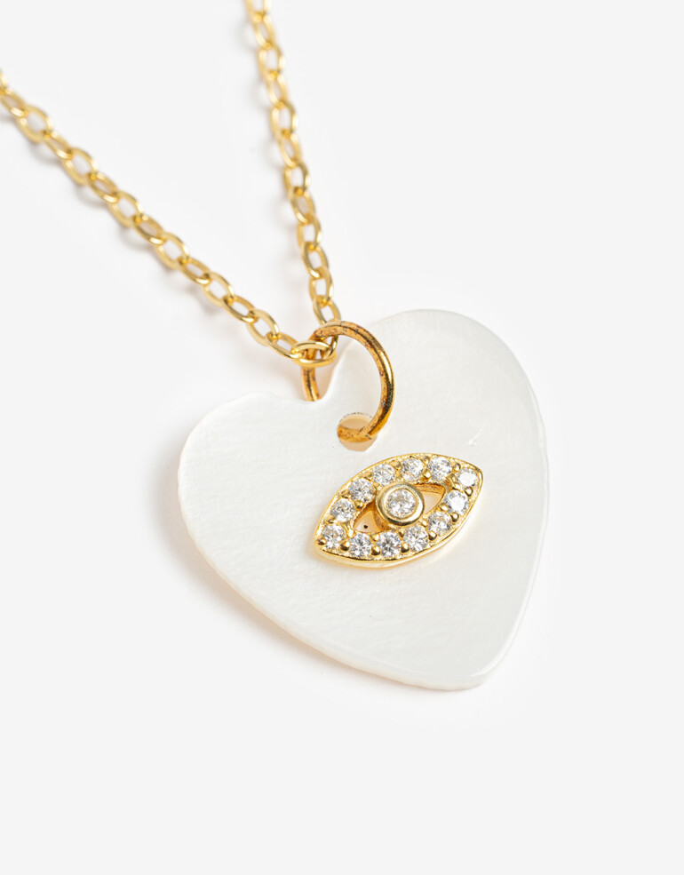 Cadena Corta con Dije Strass Collar Corto Plata 925 - Dorado