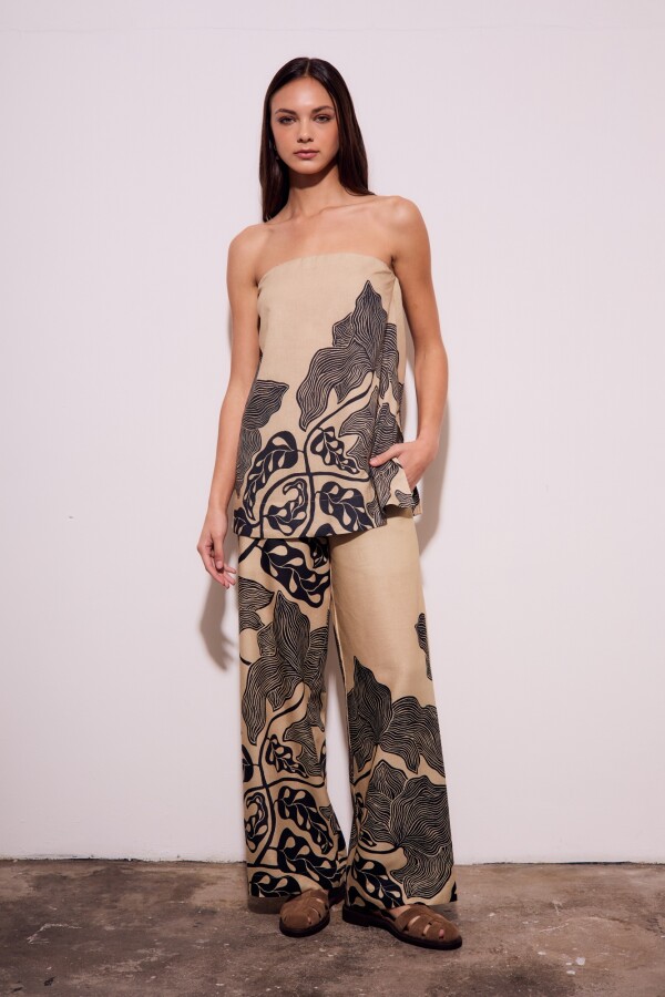 Pantalon Con Lino Print