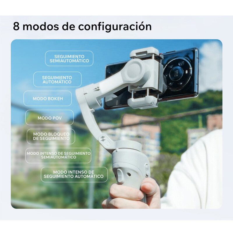 Estabilizador Gimbal 360 IA seguimiento facial automático 3 ejes Sin Color