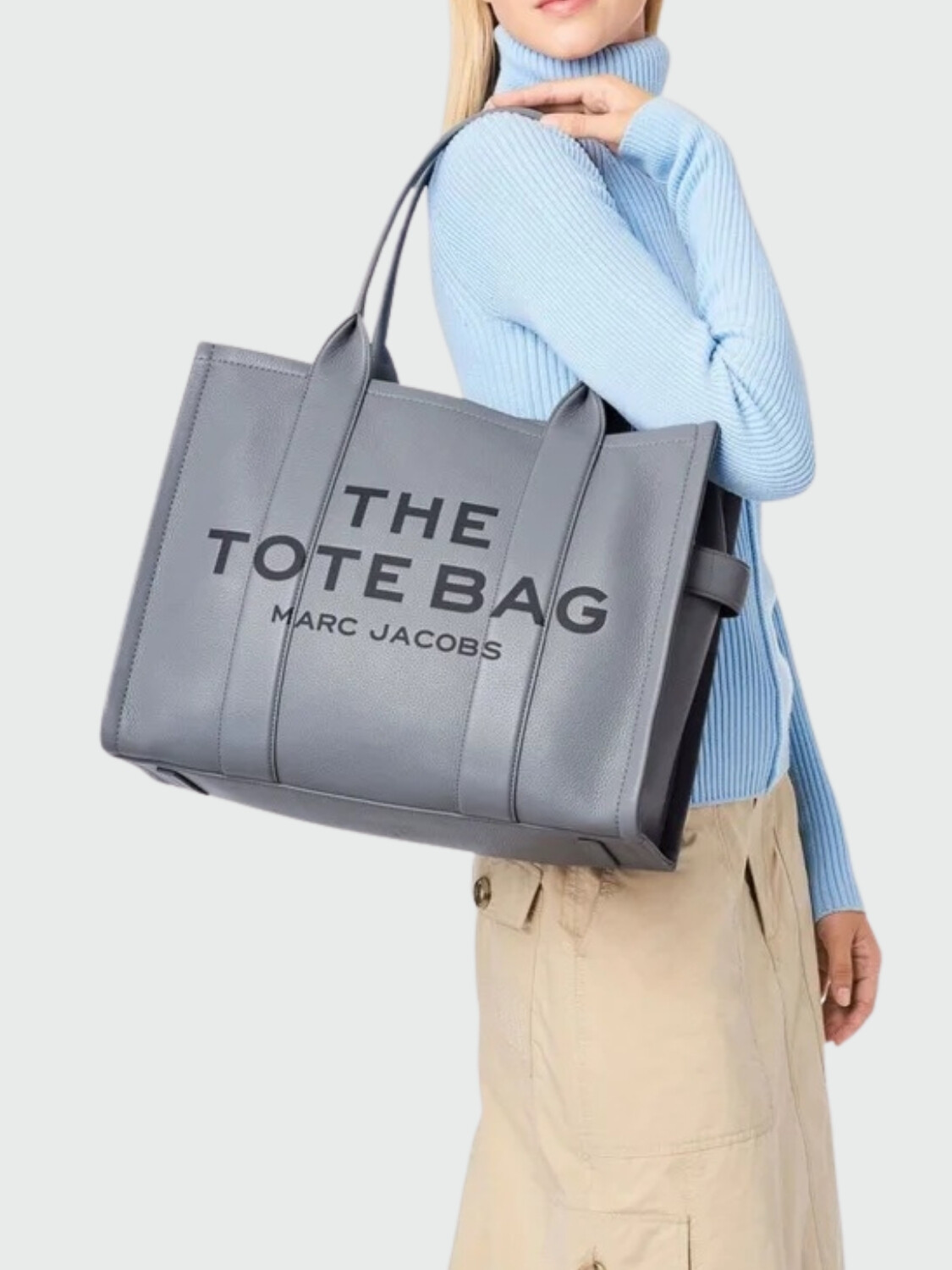 MARC JACOBS - THE LEATHER LARGE TOTE BAG Gris