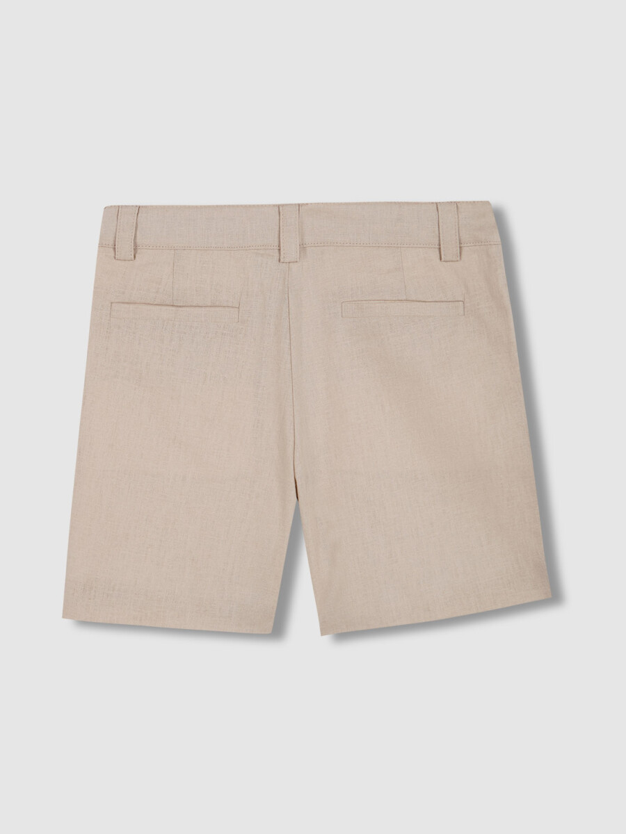 Pantalon Corto De Lino Marron