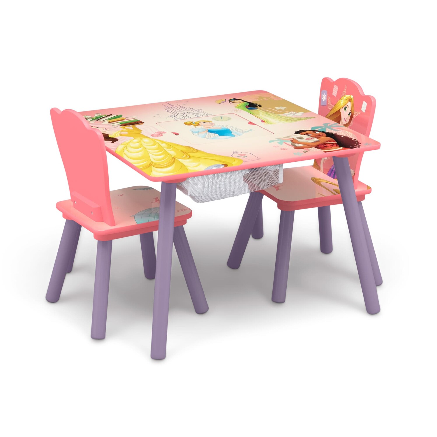 Juego de mesa y silla para niños con almacenamiento (2 sillas incluidas),  ideal para artes y manualidades, merienda, educación en casa, tareas y más