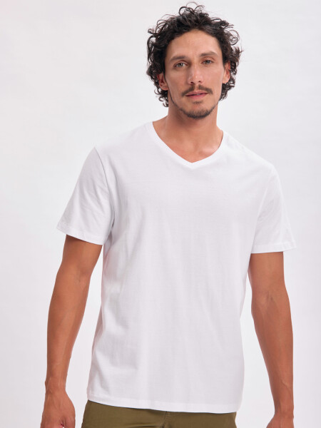 Remera manga corta cuello en v Blanca