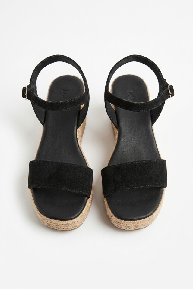 Sandalia gamuza plataforma yute negro