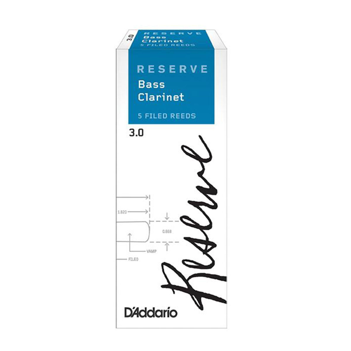 Caña Clarinete Bajo Rico Reserve 3.0 P/ Unidad 