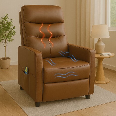 Sillon reclinable 1 cuerpo con masajeador y calefaccion - Marrón Sillon reclinable 1 cuerpo con masajeador y calefaccion - Marrón