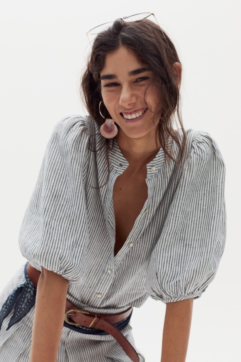 Camisa Bubble en Lino Eddie Stripes