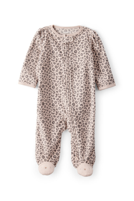 Pijama una pieza de micropolar, con pie, diseño leopardo Pijama una pieza de micropolar, con pie, diseño leopardo
