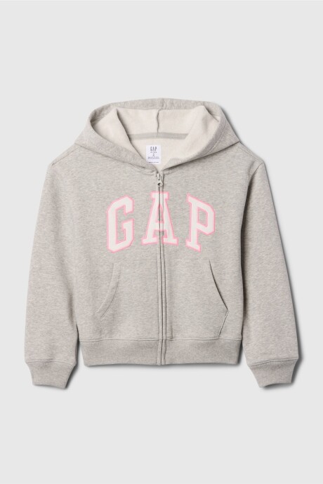 Buzo Canguro Con Cierre Logo Gap Con Felpa Niña Light Heather Grey B08