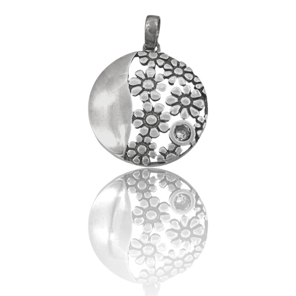 Dije Colgante Flores-Plata 925-Con Piedra Zirconia-CP4442 Conpiedra