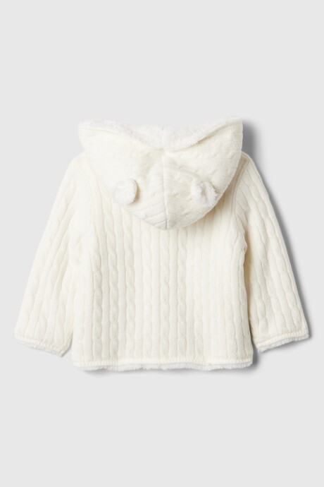 Saco Garter Con Botones Y Capucha Bebé Ivory Frost